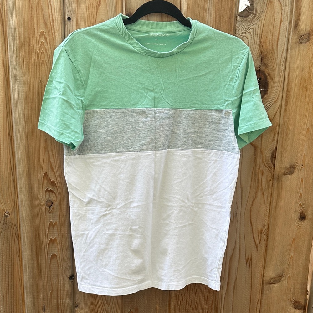 Primark Size S Green, Gray, and White Colorblock Tee